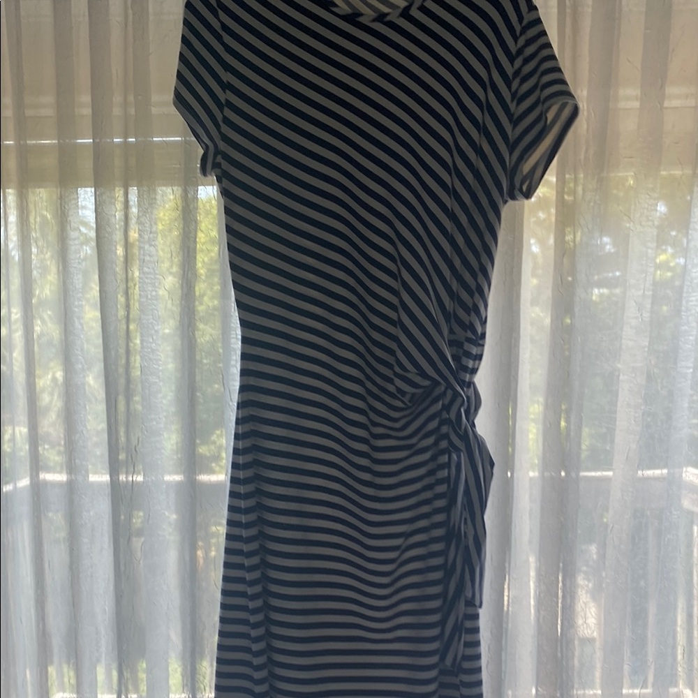 Striped Navy and White Dress J Mc Laughlin XL